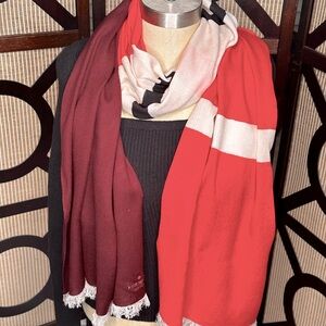 Kate Spade Multi Color Scarf! Light pink, off white, bright pink, black & maroon